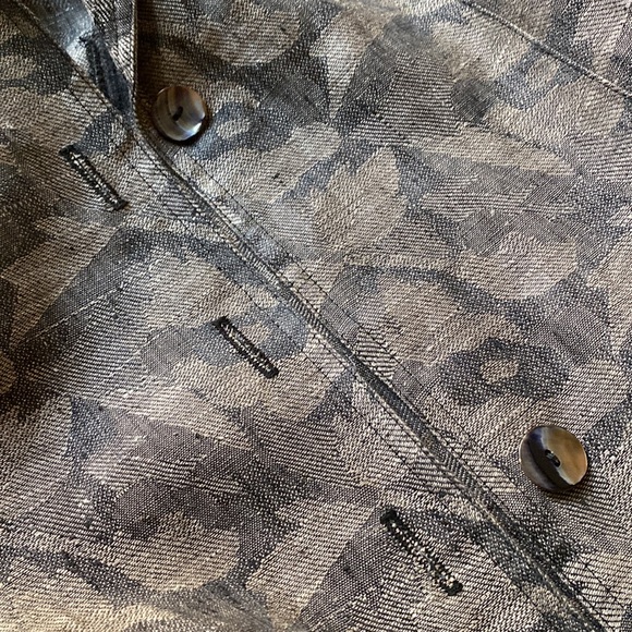 Gray Army Print Linen Blazer/ Jacket - Picture 10 of 10